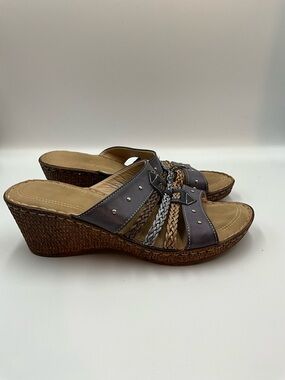 Patricia Sandals Size 9 (40) Braided Multi-Strap Wedge Sandals in Brown